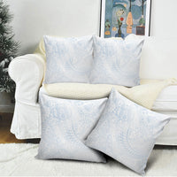 Hawaiian Turtles and Leis Pillow Cover Tribal Kakau Pattern Airy White Blue Cloud Vibe