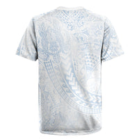 Hawaiian Turtles and Leis Rugby Jersey Tribal Kakau Pattern Airy White Blue Cloud Vibe