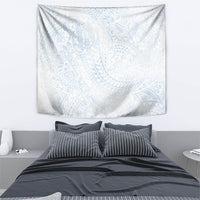 Hawaiian Turtles and Leis Tapestry Tribal Kakau Pattern Airy White Blue Cloud Vibe