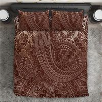 Hawaiian Turtles and Leis Bedding Set Tribal Kakau Pattern Mocha Mousse Color