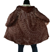 Hawaiian Turtles and Leis Cloak Tribal Kakau Pattern Mocha Mousse Color
