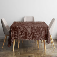 Hawaiian Turtles and Leis Tablecloth Tribal Kakau Pattern Mocha Mousse Color