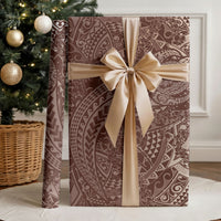 Hawaiian Turtles and Leis Wrapping Paper Tribal Kakau Pattern Mocha Mousse Color