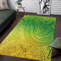 Hawaiian Turtles and Leis Area Rug Tribal Kakau Pattern Fresh Summer Vibe