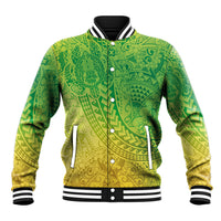 Hawaiian Turtles and Leis Baseball Jacket Tribal Kakau Pattern Fresh Summer Vibe