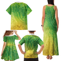 Hawaiian Turtles and Leis Family Matching Tank Maxi Dress and Hawaiian Shirt Tribal Kakau Pattern Fresh Summer Vibe