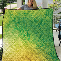 Hawaiian Turtles and Leis Quilt Tribal Kakau Pattern Fresh Summer Vibe