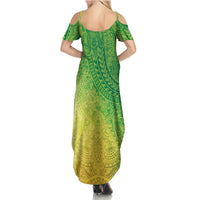 Hawaiian Turtles and Leis Summer Maxi Dress Tribal Kakau Pattern Fresh Summer Vibe