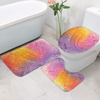 Hawaiian Turtles and Leis Bathroom Set Tribal Kakau Pattern Magical Rainbow Sky