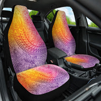 Hawaiian Turtles and Leis Car Seat Cover Tribal Kakau Pattern Magical Rainbow Sky