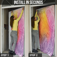 Hawaiian Turtles and Leis Door Cover Tribal Kakau Pattern Magical Rainbow Sky