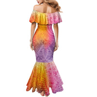 Hawaiian Turtles and Leis Mermaid Dress Tribal Kakau Pattern Magical Rainbow Sky