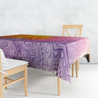 Hawaiian Turtles and Leis Tablecloth Tribal Kakau Pattern Magical Rainbow Sky