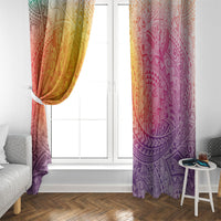 Hawaiian Turtles and Leis Window Curtain Tribal Kakau Pattern Magical Rainbow Sky