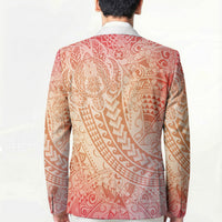 Hawaiian Turtles and Leis Blazer Tribal Kakau Pattern Peach Fuzz Color
