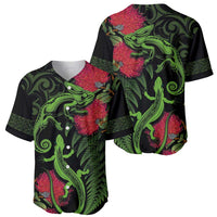 New Zealand Chameleon and Gecko Baseball Jersey Maori Silver Fern and Pohutukawa Decoration LT03 - Polynesian Pride