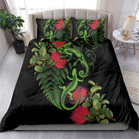 New Zealand Chameleon and Gecko Bedding Set Maori Silver Fern and Pohutukawa Decoration LT03 - Polynesian Pride