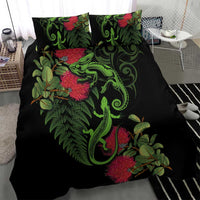 New Zealand Chameleon and Gecko Bedding Set Maori Silver Fern and Pohutukawa Decoration LT03 - Polynesian Pride