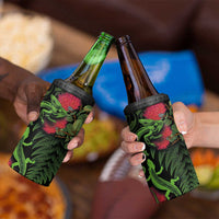 New Zealand Chameleon and Gecko 4 in 1 Can Cooler Tumbler Maori Silver Fern and Pohutukawa Decoration LT03 - Polynesian Pride
