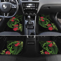 New Zealand Chameleon and Gecko Car Mats Maori Silver Fern and Pohutukawa Decoration LT03 Set 4pcs Green - Polynesian Pride