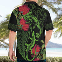 New Zealand Chameleon and Gecko Hawaiian Shirt Maori Silver Fern and Pohutukawa Decoration LT03 - Polynesian Pride