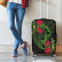 New Zealand Chameleon and Gecko Luggage Cover Maori Silver Fern and Pohutukawa Decoration