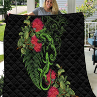 New Zealand Chameleon and Gecko Quilt Maori Silver Fern and Pohutukawa Decoration LT03 Green - Polynesian Pride