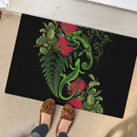 New Zealand Chameleon and Gecko Rubber Doormat Maori Silver Fern and Pohutukawa Decoration LT03 - Polynesian Pride