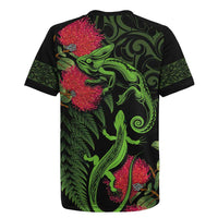 New Zealand Chameleon and Gecko Rugby Jersey Maori Silver Fern and Pohutukawa Decoration LT03 - Polynesian Pride