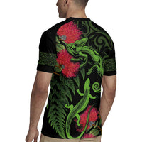 New Zealand Chameleon and Gecko Rugby Jersey Maori Silver Fern and Pohutukawa Decoration LT03 - Polynesian Pride