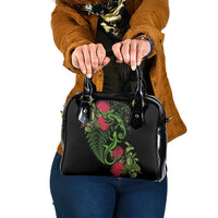 New Zealand Chameleon and Gecko Shoulder Handbag Maori Silver Fern and Pohutukawa Decoration LT03 One Size Green - Polynesian Pride