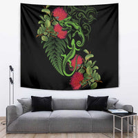 New Zealand Chameleon and Gecko Tapestry Maori Silver Fern and Pohutukawa Decoration LT03 Green - Polynesian Pride