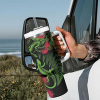 New Zealand Chameleon and Gecko Tumbler With Handle Maori Silver Fern and Pohutukawa Decoration LT03 - Polynesian Pride