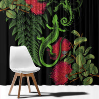 New Zealand Chameleon and Gecko Window Curtain Maori Silver Fern and Pohutukawa Decoration LT03 - Polynesian Pride