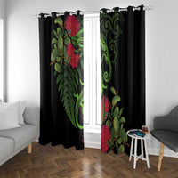New Zealand Chameleon and Gecko Window Curtain Maori Silver Fern and Pohutukawa Decoration LT03 With Grommets Green - Polynesian Pride