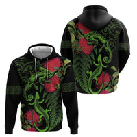 New Zealand Chameleon and Gecko Zip Hoodie Maori Silver Fern and Pohutukawa Decoration LT03 - Polynesian Pride