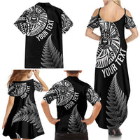 Personalised New Zealand Maori Art Tattoo and Silver Fern Family Matching Summer Maxi Dress and Hawaiian Shirt LT03 - Polynesian Pride