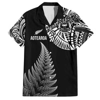 Personalised New Zealand Maori Art Tattoo and Silver Fern Family Matching Summer Maxi Dress and Hawaiian Shirt LT03 Dad's Shirt - Short Sleeve Black - Polynesian Pride