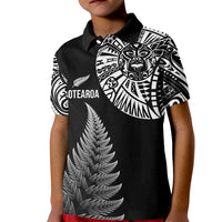 Personalised New Zealand Maori Art Tattoo and Silver Fern Kid Polo Shirt LT03 Kid Black - Polynesian Pride