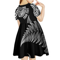 Personalised New Zealand Maori Art Tattoo and Silver Fern Kid Short Sleeve Dress LT03 - Polynesian Pride