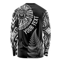 Personalised New Zealand Maori Art Tattoo and Silver Fern Long Sleeve Shirt LT03 - Polynesian Pride
