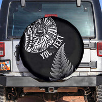 Personalised New Zealand Maori Art Tattoo and Silver Fern Spare Tire Cover LT03 Black - Polynesian Pride