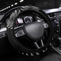 Personalised New Zealand Maori Art Tattoo and Silver Fern Steering Wheel Cover LT03 Universal Fit Black - Polynesian Pride