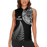 Personalised New Zealand Maori Art Tattoo and Silver Fern Women Sleeveless Polo Shirt LT03 - Polynesian Pride