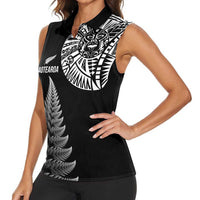 Personalised New Zealand Maori Art Tattoo and Silver Fern Women Sleeveless Polo Shirt LT03 - Polynesian Pride