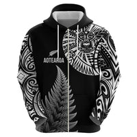 Personalised New Zealand Maori Art Tattoo and Silver Fern Zip Hoodie LT03 - Polynesian Pride