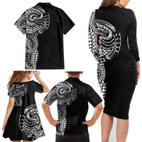 Polynesian Art Traditional Tattoo Pattern Family Matching Long Sleeve Bodycon Dress and Hawaiian Shirt LT03 - Polynesian Pride