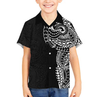Polynesian Art Traditional Tattoo Pattern Family Matching Long Sleeve Bodycon Dress and Hawaiian Shirt LT03 Son's Shirt Black - Polynesian Pride