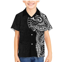 Polynesian Art Traditional Tattoo Pattern Family Matching Mermaid Dress and Hawaiian Shirt LT03 Son's Shirt Black - Polynesian Pride