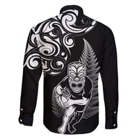 New Zealand Maori Warrior Rugby Family Matching Off Shoulder Short Dress and Hawaiian Shirt Silver Fern LT03 - Polynesian Pride